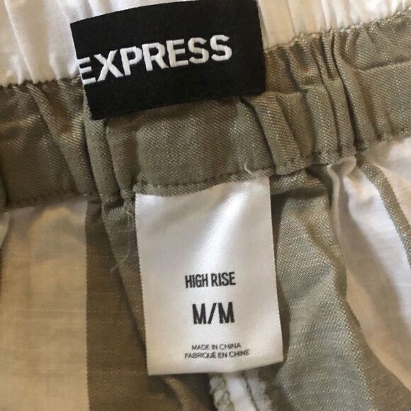 Express Gray and white striped open leg faux wrap, pants, wide leg m - Picture 3 of 7